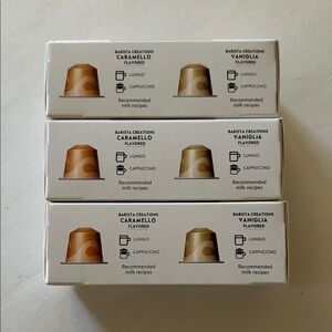 Nespresso Barista Creations flavored coffee capsules 3 Sample Boxes 2 Pods each